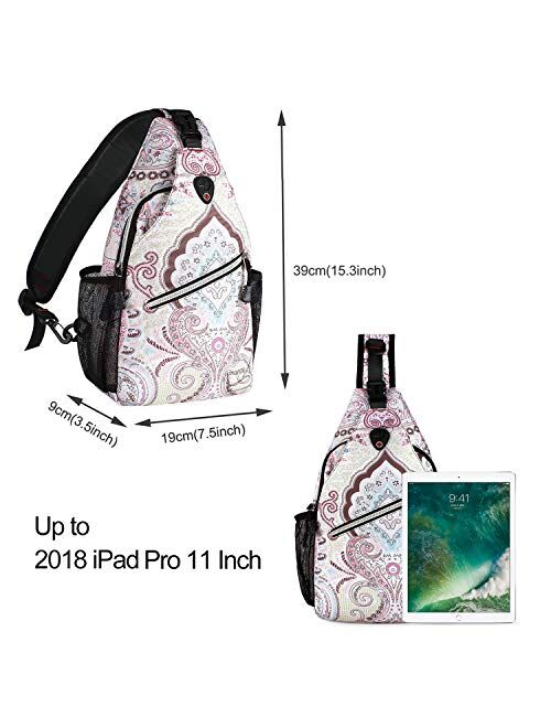 MOSISO Sling Backpack,Travel Hiking Daypack Pattern Rope Crossbody Shoulder Bag, National Style