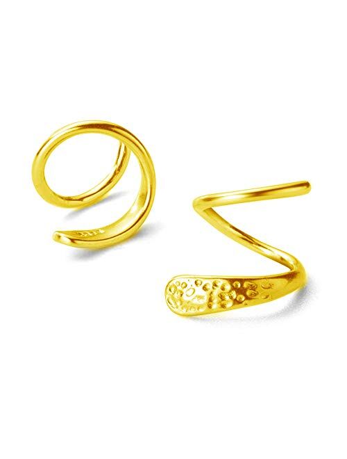 Fashion Minimalist Ear Cuff Climber Hoop Earrings Sterling Silver for Women Girls Cartilage Twist Crawler Wrap Huggie Earring Ear Piercing Hypoallergenic Sensitive Ears