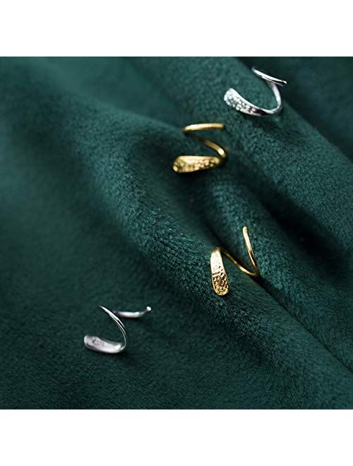 Fashion Minimalist Ear Cuff Climber Hoop Earrings Sterling Silver for Women Girls Cartilage Twist Crawler Wrap Huggie Earring Ear Piercing Hypoallergenic Sensitive Ears