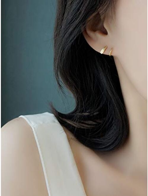 Fashion Minimalist Ear Cuff Climber Hoop Earrings Sterling Silver for Women Girls Cartilage Twist Crawler Wrap Huggie Earring Ear Piercing Hypoallergenic Sensitive Ears