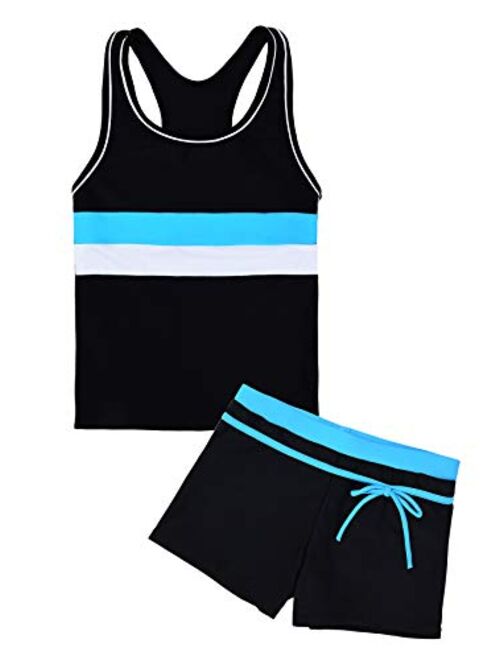Uhnice Girls Swimsuit Two Piece Tankini Swimwear with Boyshort