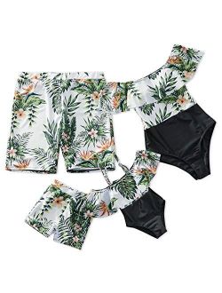 IFFEI Mommy and Me Swimsuit One Piece Pineapple Printed Family Matching Swimwear