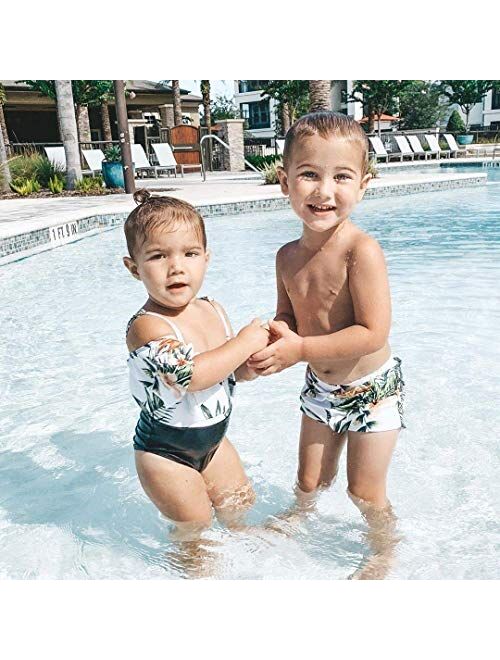 IFFEI Mommy and Me Swimsuit One Piece Pineapple Printed Family Matching Swimwear
