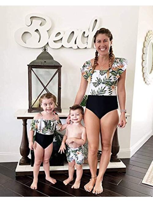 IFFEI Mommy and Me Swimsuit One Piece Pineapple Printed Family Matching Swimwear