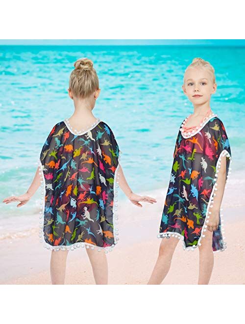 Sylfairy Unicorn Cover Up for Girls Rainbow Swimwear Coverups Swimsuit Beach Dress Top with Pompom Tassel