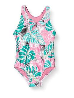 Girls' Swimsuit One Piece Thick Strap Racer Back Printed