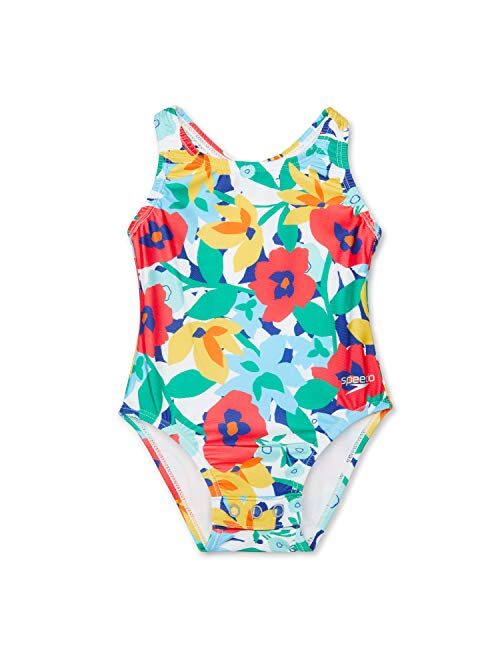 Speedo One Piece Swimsuit Thick Strap Racer Back Printed One-Piece