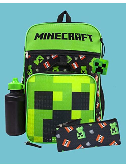 Minecraft Creeper & TNT 5 Piece Backpack Set, Black, Size One Size