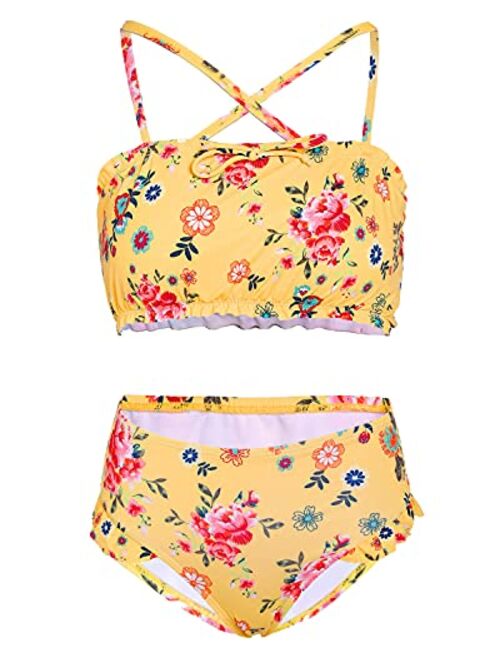AS ROSE RICH Girls Bathing Suits 7-16 - 2 Piece Swimsuits for Toddler Teen Girls - Summer Beach Sports Swimsuits