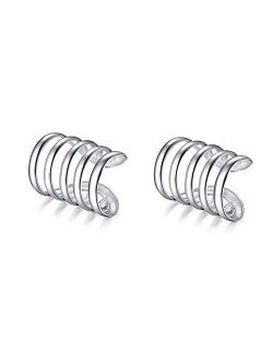 SLUYNZ 925 Sterling Silver Multi Circles Cuff Earrings for Women Teen Girls Clip Ons Earrings Cartilage Earrings