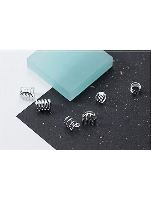 SLUYNZ 925 Sterling Silver Multi Circles Cuff Earrings for Women Teen Girls Clip Ons Earrings Cartilage Earrings