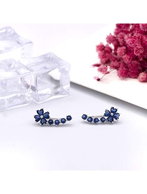 YOQUCOL Woman Flower Shape Cubic Zirconia Crystal Cuff Wrap Ear Vines Climbers Earrings Jewelry For Girls