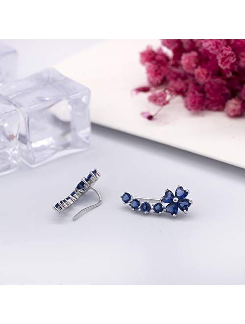 YOQUCOL Woman Flower Shape Cubic Zirconia Crystal Cuff Wrap Ear Vines Climbers Earrings Jewelry For Girls