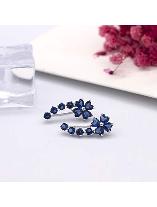 YOQUCOL Woman Flower Shape Cubic Zirconia Crystal Cuff Wrap Ear Vines Climbers Earrings Jewelry For Girls