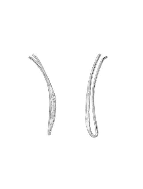 Ear Climber Crawler Cuff Earrings - 925 Sterling Silver with 18K Gold Plating