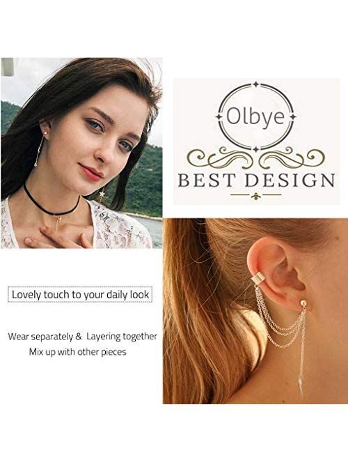 Olbye Ear Cuff Earrings Long Chain Earrings Unique Earring Body Jewelry for Women and Girls