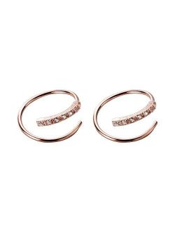 Ear Climber Crawler Cuff Earrings Sterling Silver CZ Line Wrap Earring Dianty Piercing Huggie Hoops for Women Teen Girls