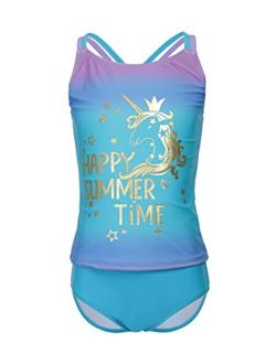 BELLOO Girls Two Pieces Swimsuit Tankini Set 2 Piece Bathing Suits for 4-14 Years