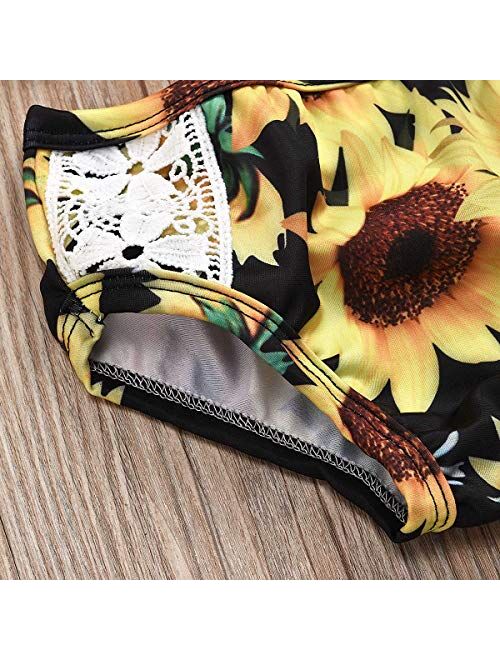 Toddler Baby Girl Swimsuit Floral Lace Sling Bikini Shell Flower Top + Shorts Bathing Suits