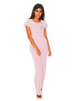Womens Short Sleeve Shirt and Pajama Pants with Pockets Lounge Sleepwear Set