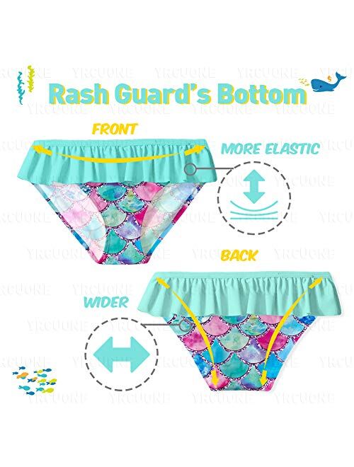 YRCUONE Girls Long Sleeve Rashguard Swimsuit Set Two Piece Beach Bikinki Swimwear Bathing Suits with UPF 50+ 2-8 Years
