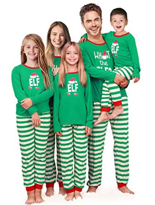 Rnxrbb Holiday Christmas Pajamas Family Matching Pjs Set Xmas Jammies for Couples Green