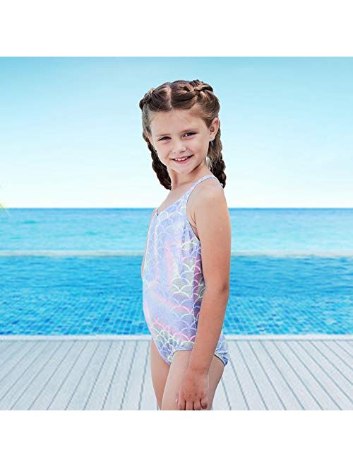 Girls One Piece Swimsuit Mermaid Print Swimwear Bathing Suits Summer Beach Bikini 
