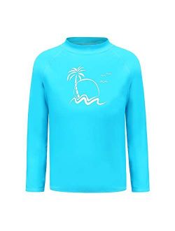 Kids Swim Shirt Boys Long Sleeve Rash Guard Shirts UPF 50+/Sun Protetion Swimsuits