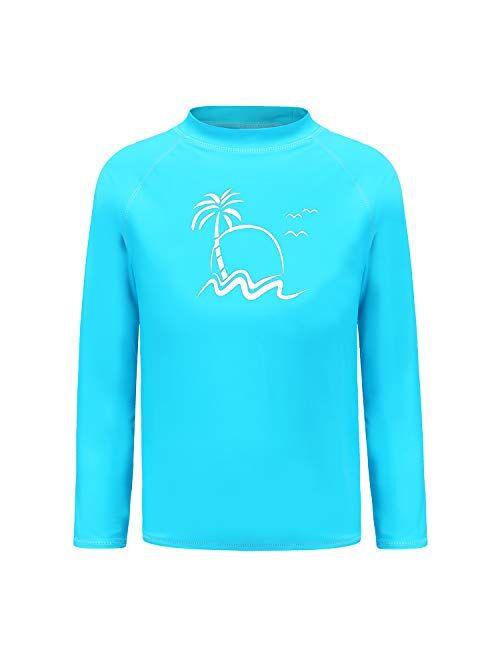 Kids Swim Shirt Boys Long Sleeve Rash Guard Shirts UPF 50+/Sun Protetion Swimsuits