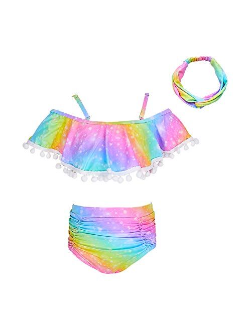 ICOSY Girls Swimsuit 2 Piece Bathing Suit for Girls Bikini Set Swimwear Toddler Ruffle Swimming Suit Unicorn Beachwear