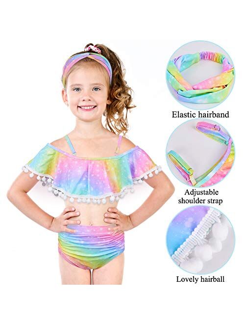 ICOSY Girls Swimsuit 2 Piece Bathing Suit for Girls Bikini Set Swimwear Toddler Ruffle Swimming Suit Unicorn Beachwear