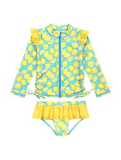 SwimZip Girl's 2 Piece Long Sleeve Rash Guard Swimsuit UPF 50+ (Multiple Colors)