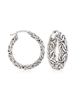 Sterling Silver Small Byzantine Hoop Earrings