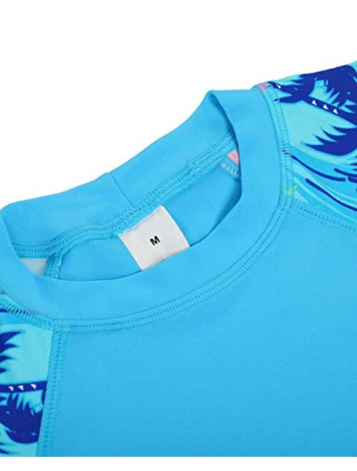 iDrawl Kids Two Piece Swimsuits Set Short Sleeves Swimwear for Baby Girls Boys Bathing Suit Rash Guard Sets UPF 50+
