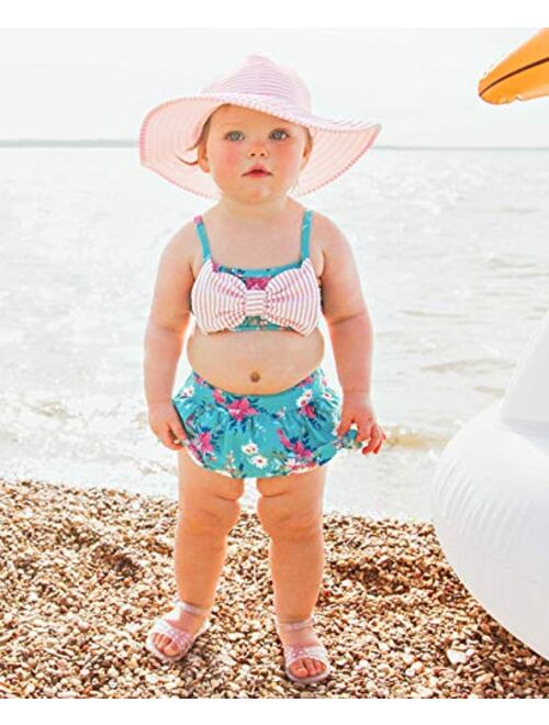 RuffleButts Baby/Toddler Girls Cropped Peplum Tankini 2 Piece Swimsuit w/Ruffles