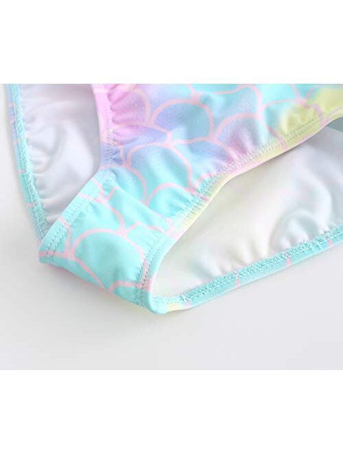 Girls Rash Guard Long Sleeve One Piece Swimsuits Stripes Zipper Bathing Suits UPF 50+/Sun Protection