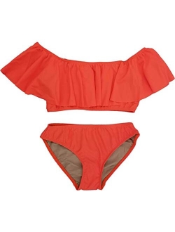 Cheryl Creations Kids Girl's Cute & Comfortable Two Piece Ruffle Front Bathing Suit Bikini | Swimsuit