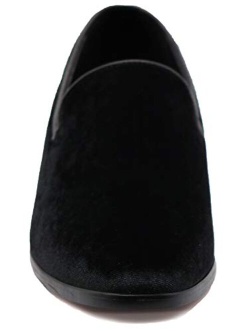 SPK03 Men's Vintage Plain Velvet Dress Loafers Slip On Shoes Classic Tuxedo Dress Shoes