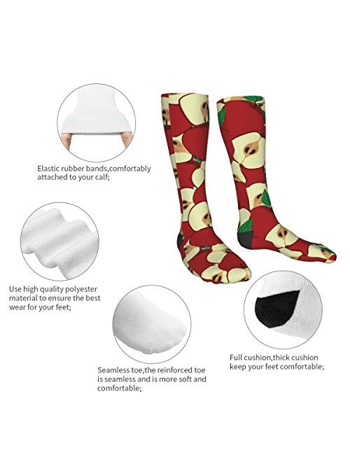 Novelty Crew Socks Hipster Apple Pattern Soft Dress Mid Socks Casual Athletic For Men Women