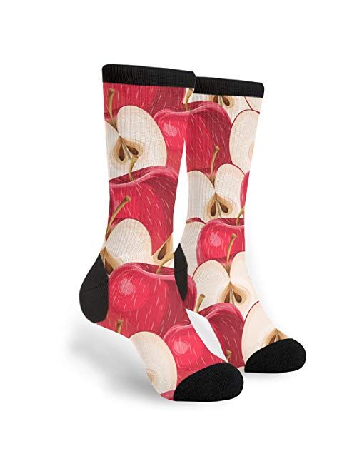 Red Sliced Apple Novelty Socks For Women & Men One Size - Gifts