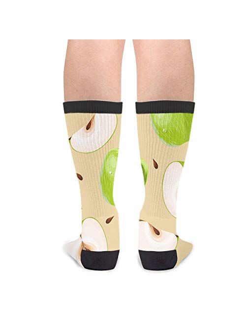 Sliced Green Apple Novelty Socks For Women & Men One Size - Gifts