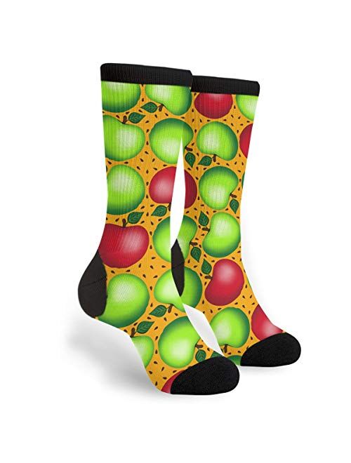 Green And Red Apple Unisex Adult Fun Cool 3D Print Colorful Athletic Sport Novelty Crew Tube Socks