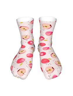 BLongTai Thicker Men's Women's Apple Print Novelty Crew Socks Funny Crazy Socks