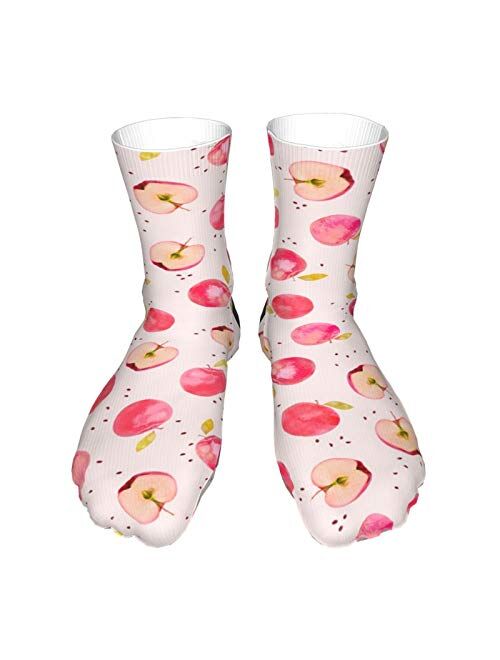BLongTai Thicker Men's Women's Apple Print Novelty Crew Socks Funny Crazy Socks