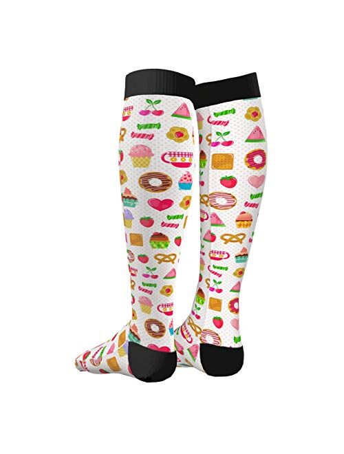 BCYYY Cute Candy Lollipop Apple Print Sweet Cookies Women's Over Knee High Socks