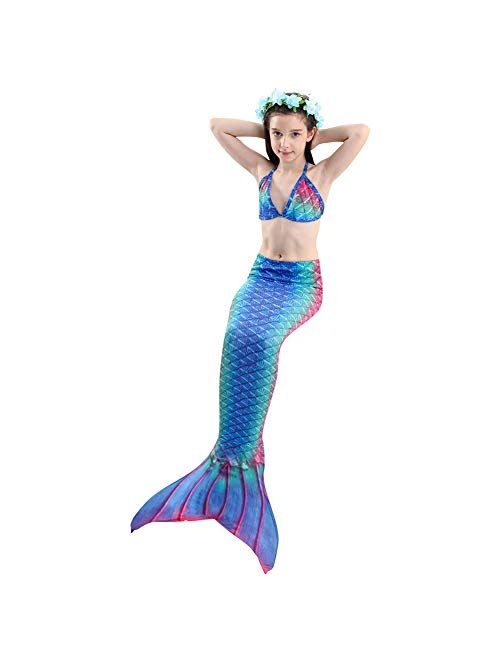 5Pcs Girls Swimsuit Mermaid Tails for Swimming Princess Bikini Bathing Suit Set (no Monofin) for 4T 6T 8T 10T 12T