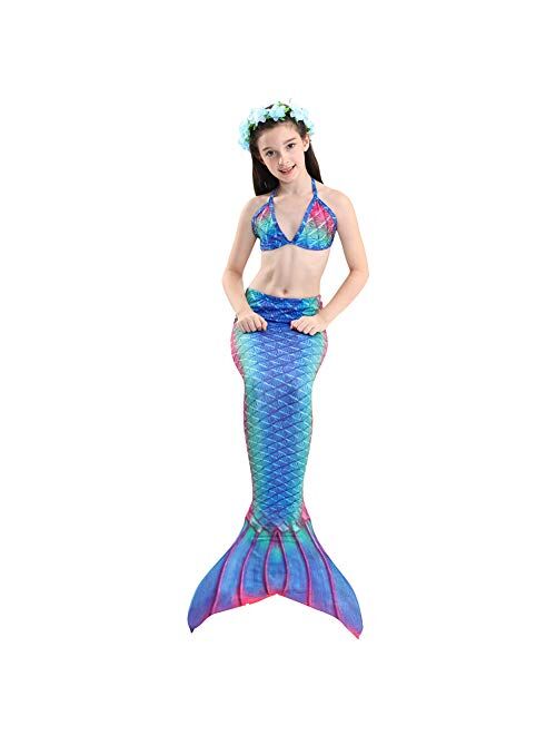 5Pcs Girls Swimsuit Mermaid Tails for Swimming Princess Bikini Bathing Suit Set (no Monofin) for 4T 6T 8T 10T 12T