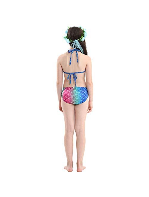 MetCuento Girls Bathing Suit Mermaid Tails for Swimming Princess Bikini Swimsuit Swimwear Bikini Set