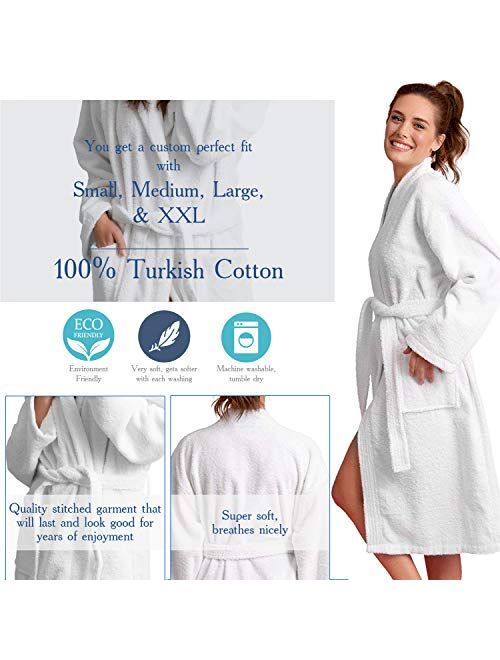 Soft Touch Linen Women's Soft Absorbent Bath Robe Terry Cloth Kimono Long Bathrobe 100% Turkish Cotton