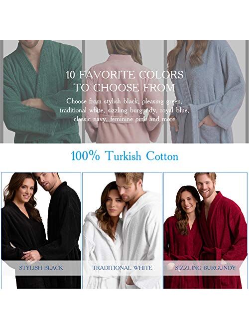 Soft Touch Linen Women's Soft Absorbent Bath Robe Terry Cloth Kimono Long Bathrobe 100% Turkish Cotton